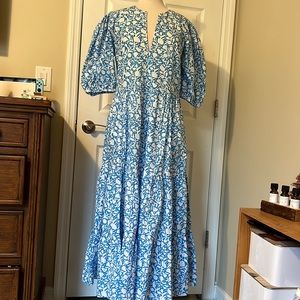 Oliphant v neck puff sleeve maxi dress used once
